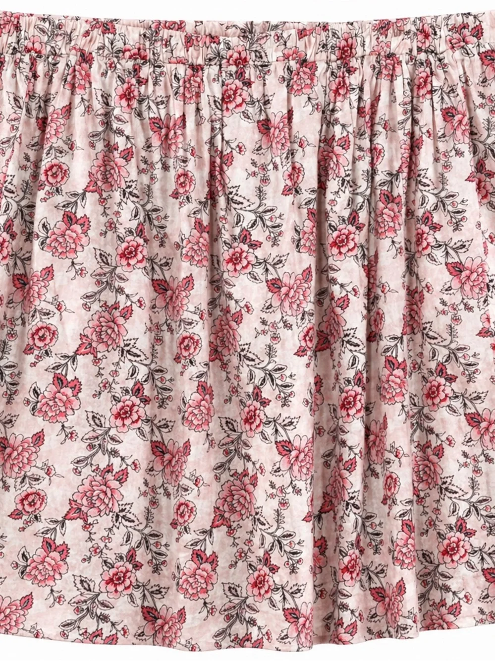 Floral Pull-On Skirt Pink Cottagecore A-Line Elastic Waist Feminine Summer Skirt - Picture 2 of 6